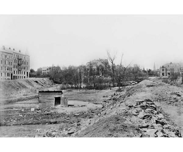 Gabels gate og Niels Juels gate under utbygging nedenfor Drammensveien. Ukjent fotograf, ca. 1890