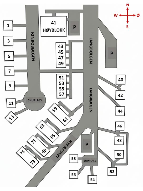 Kartskisse over Munkelia borettslaget