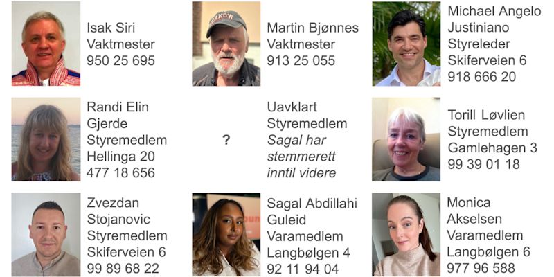 Vaktmesterne og styret 2026 - 2027