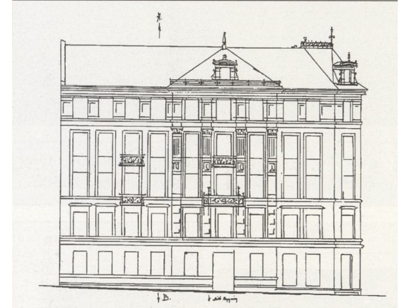 Fasadeoppriss fra byggmeldingstegning 1891